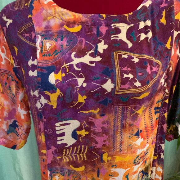 Dress, washable rayon, fun fabric, generous M sizing, - Picture 2 of 5